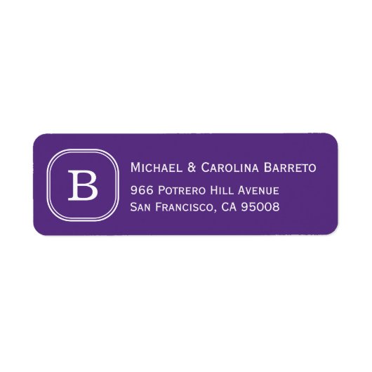 Paarse monogram-labels etiket (Voorkant)
