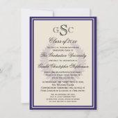 Paarse Monogram Laurel Classic College Graduation Kaart (Voorkant)