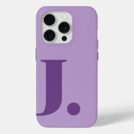 Paarse Monogram Letter Basiskleur Minimalistisch iPhone 15 Pro Case