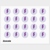Paarse monogram - letter F Ronde Sticker (Vel)
