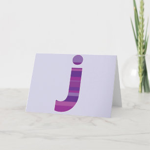 Paarse monogram - letter J Notitiekaartje