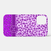 Paarse monogram luipaard dierlijk drukwerk Case-Mate iPhone case (Achterkant (horizontaal))