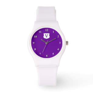 Paarse monogram met aangepast initiaal horloge