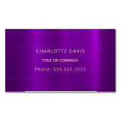 Paarse monogram minimalistische elegantie magnetisch visitekaartje (Voorkant)