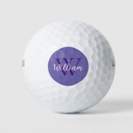 Paarse monogram naam op maat golfballen