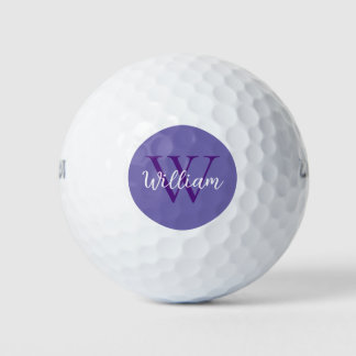 Paarse monogram naam op maat golfballen