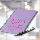 Paarse Monogram Notitieboek Journal Custom Initiaa