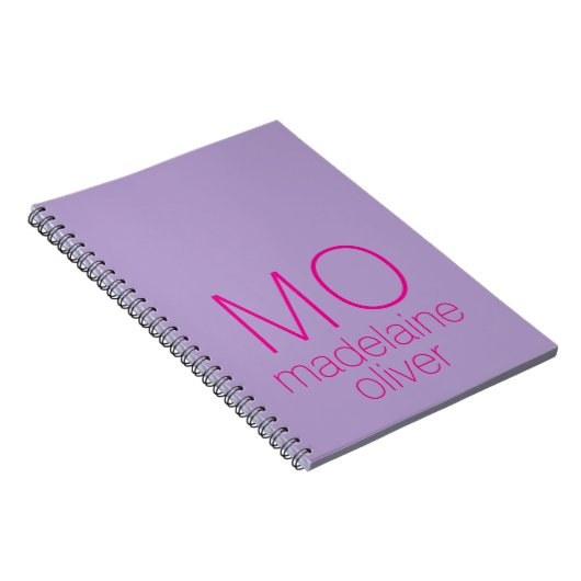 Paarse Monogram Notitieboek Journal Custom Initiaa (Rechterzijde)