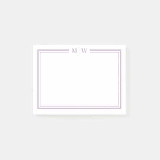 Paarse Monogram Post-it® Notes (Voorkant)