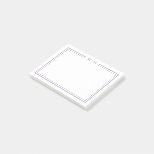 Paarse Monogram Post-it® Notes (Schuin)