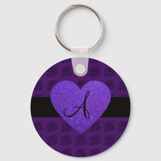 Paarse monogram roos sleutelhanger (Voorkant)