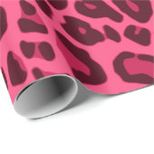 Paarse monogram roze luipaard cadeaupapier (Rol Hoek)