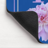 Paarse Monogram roze pioen bloem blauw Muismat (Hoek)