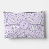 Paarse Monogram Schattigee Cartoon Pad Periode Etui (Achterkant)