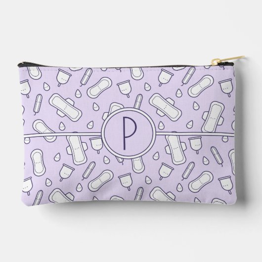 Paarse Monogram Schattigee Cartoon Pad Periode Etui (Achterkant)