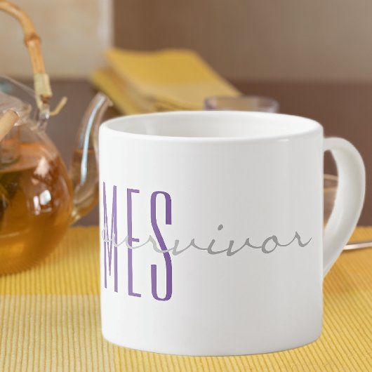 Paarse Monogram Soft Grey ik ben een overlevende 6 Espresso Kop