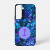 Paarse monogram stijlvolle blauwe Abstracte Sjablo Samsung Galaxy Hoesje (Achterkant)
