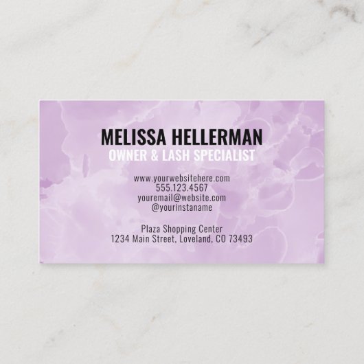 Paarse monogram van de moderne Waterverf Visitekaartje (Achterkant)