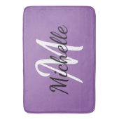 Paarse monogram Voeg Jouw naam toe Eenvoudige Mode Badmat (Voorkant Verticaal)
