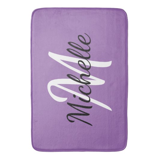 Paarse monogram Voeg Jouw naam toe Eenvoudige Mode Badmat (Voorkant Verticaal)