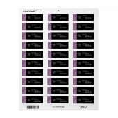 Paarse  Monogram W Bruiloft Zwarte Achtergrond Etiket (Full Sheet)