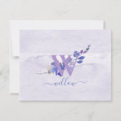 Paarse Monogram Watercolor Persoonlijke Briefpapie Bedankkaart (Voorkant)