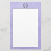 Paarse monogram weeshuis briefpapier (Voorkant)