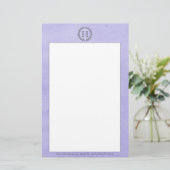 Paarse monogram weeshuis briefpapier (Staand voorkant)