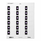 Paarse Monogram Zwart Wit Polka stippen Etiket (Full Sheet)