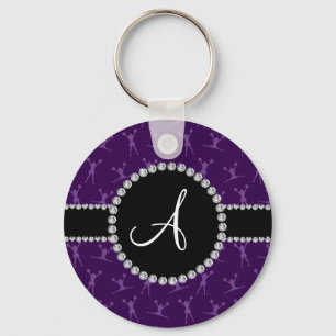 Paarse monogram zwarte kringloop sleutelhanger