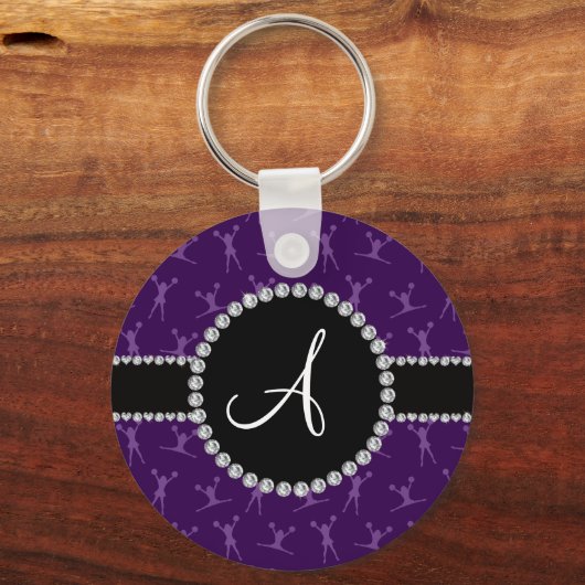 Paarse monogram zwarte kringloop sleutelhanger (Voorkant)