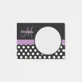 Paarse monogram zwarte witte poladot post-it® notes (Voorkant)