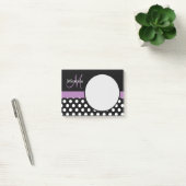 Paarse monogram zwarte witte poladot post-it® notes (Kantoor)