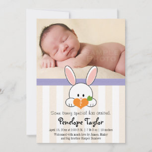 PAARSE MONOGRAMMED BUNNY RABBIT BIRTH ANNOUNCTION AANKONDIGING