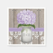 Paarse Monogrammed Hydrangea Mason Jar Servet (Voorkant)