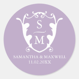 Paarse Monogrammed Wedding Stickers
