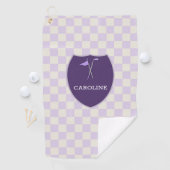 Paarse monogrammen, golfclub & golfvlag golfhanddoek (Insitu)