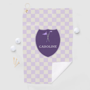 Paarse monogrammen, golfclub & golfvlag golfhanddoek