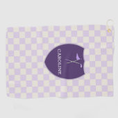 Paarse monogrammen, golfclub & golfvlag golfhanddoek (Horizontaal)