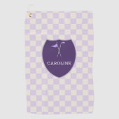 Paarse monogrammen, golfclub & golfvlag golfhanddoek (Voorkant)