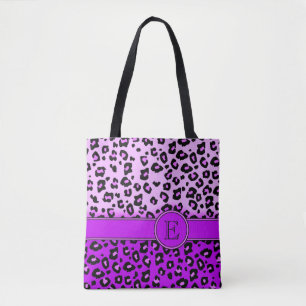 Paarse monogrammen luipdruk dierprintzak tote bag