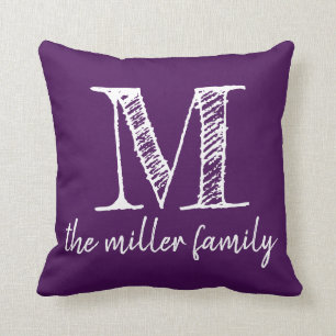 Paarse monogrammen, Pillow Chalkboard Style Kussen