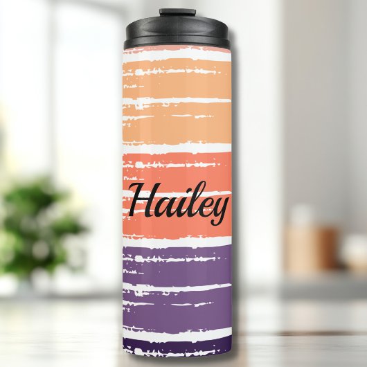 Paarse monogrammen thermosbeker