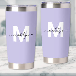 Paarse Monogramnaam Geïsoleerde Drinkbeker
