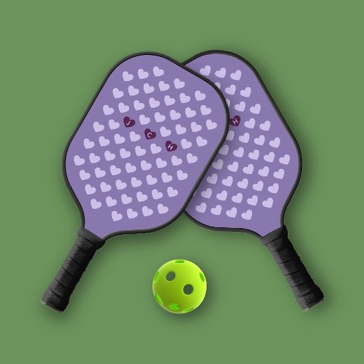 Paarse Monotone Harten Persoonlijk Monogram Pickleball Paddle