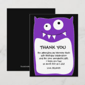 Paarse Monster Bash Hartelijk dank (flat) Bedankkaart (Voorkant / Achterkant)