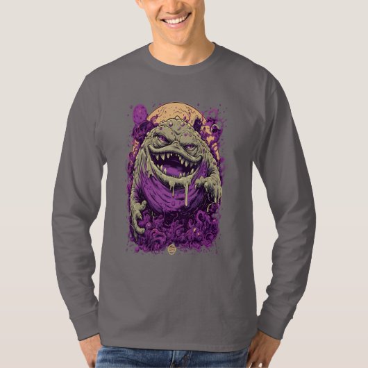 Paarse Monster Dark Comic Lange Mouw T-shirt (Voorkant)