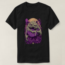 Paarse Monster Donkere Comic Streetwear T-Shirt