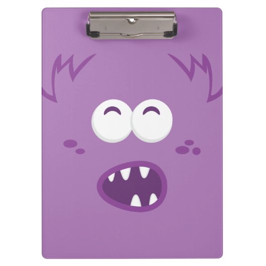 Paarse Monster Face Clip Board Klembord (Voorkant)