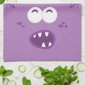 Paarse Monster Face Kitchen Towel Theedoek (Gevouwen)